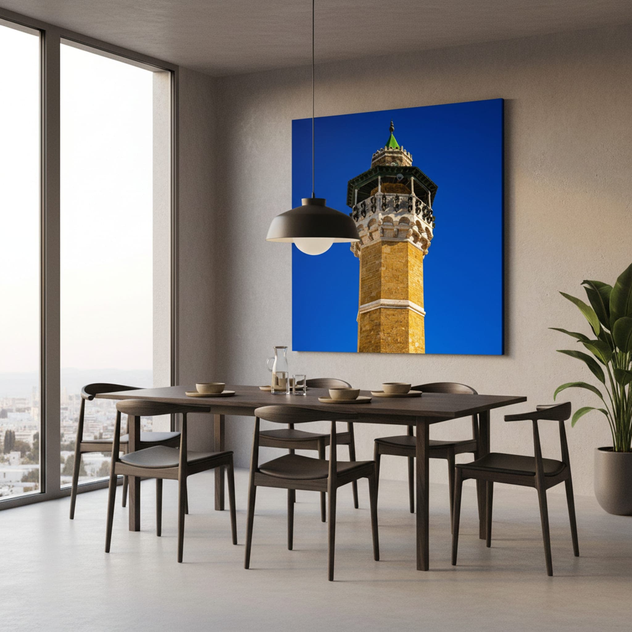 Tunis Minaret Majesty shown as a canvas print in a styled interior, view 3 of 3