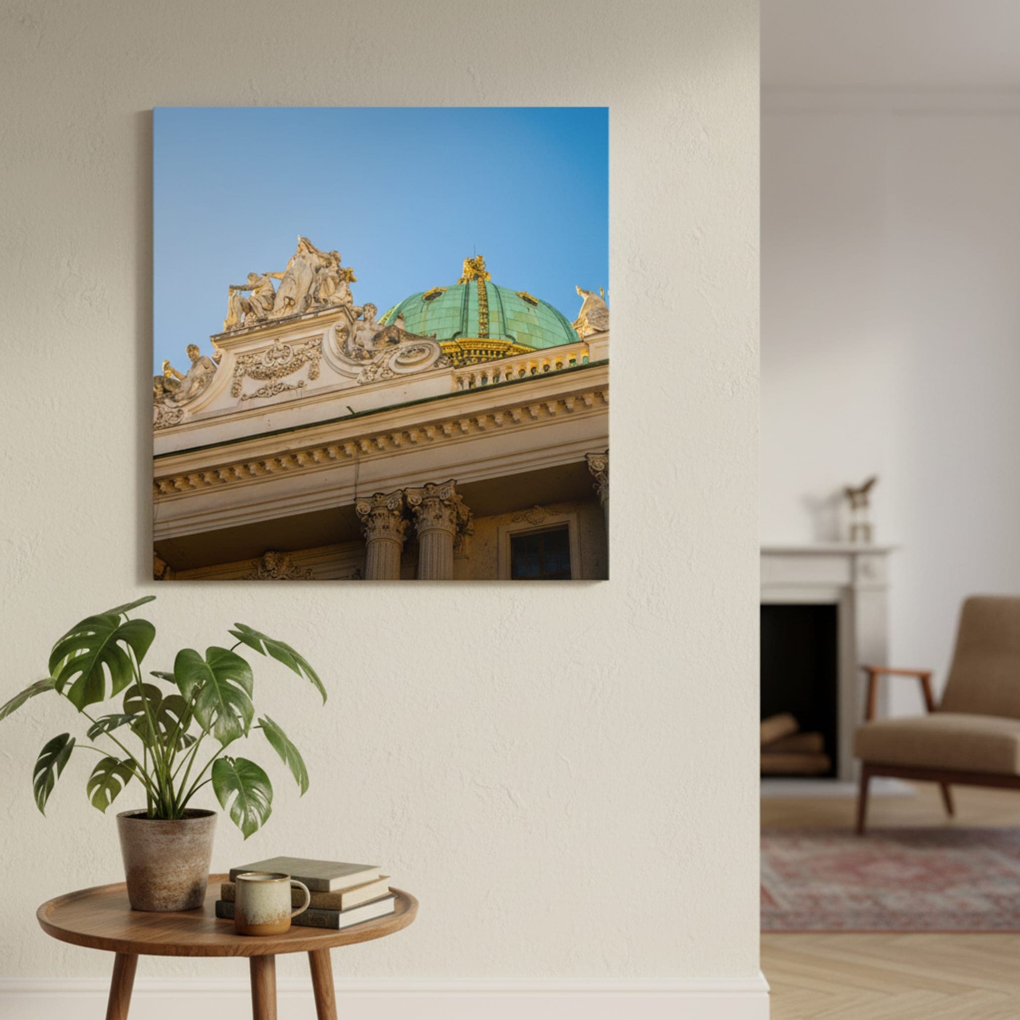 Vienna's Gilded Dome shown as a canvas print in a styled interior, view 1 of 3