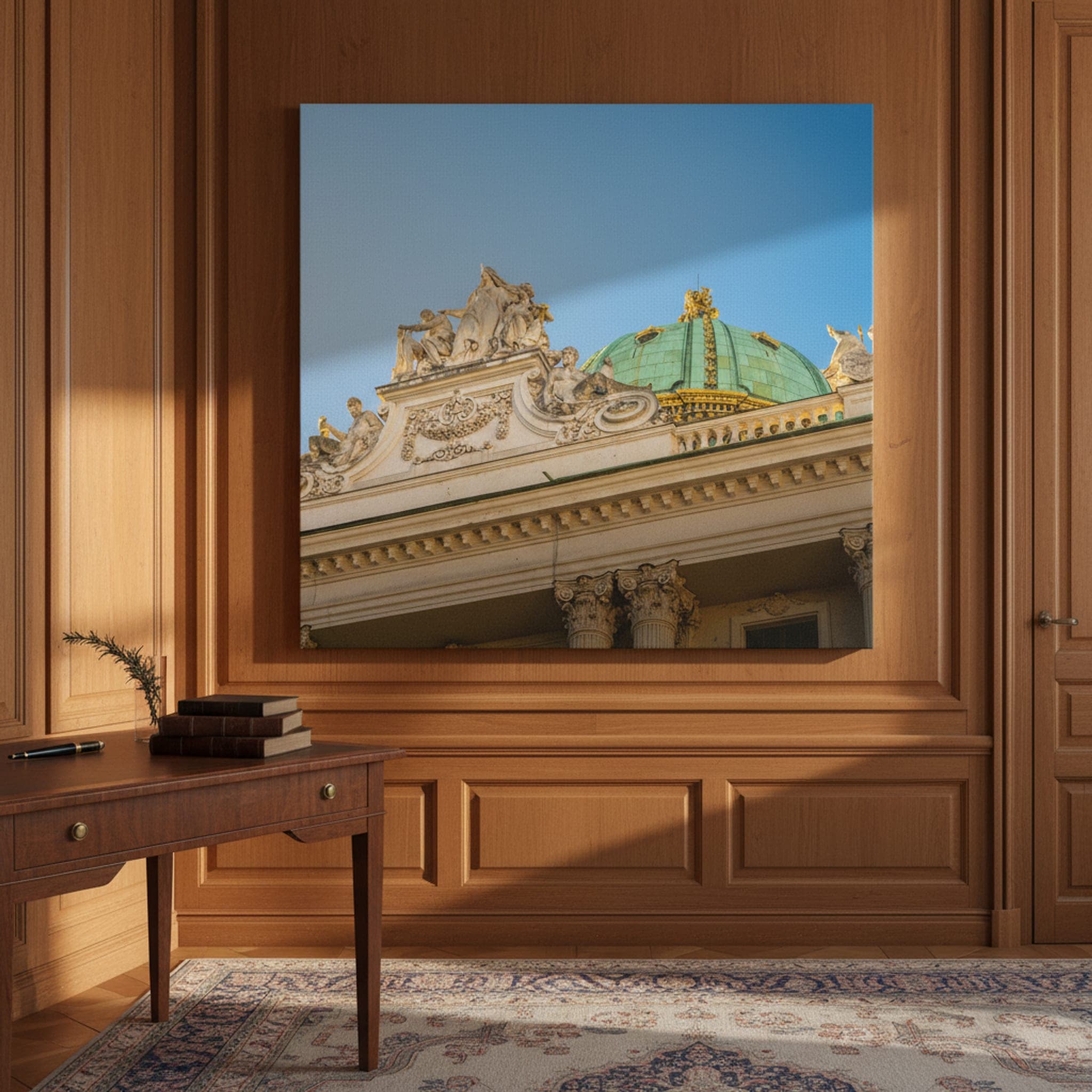 Vienna's Gilded Dome shown as a canvas print in a styled interior, view 2 of 3