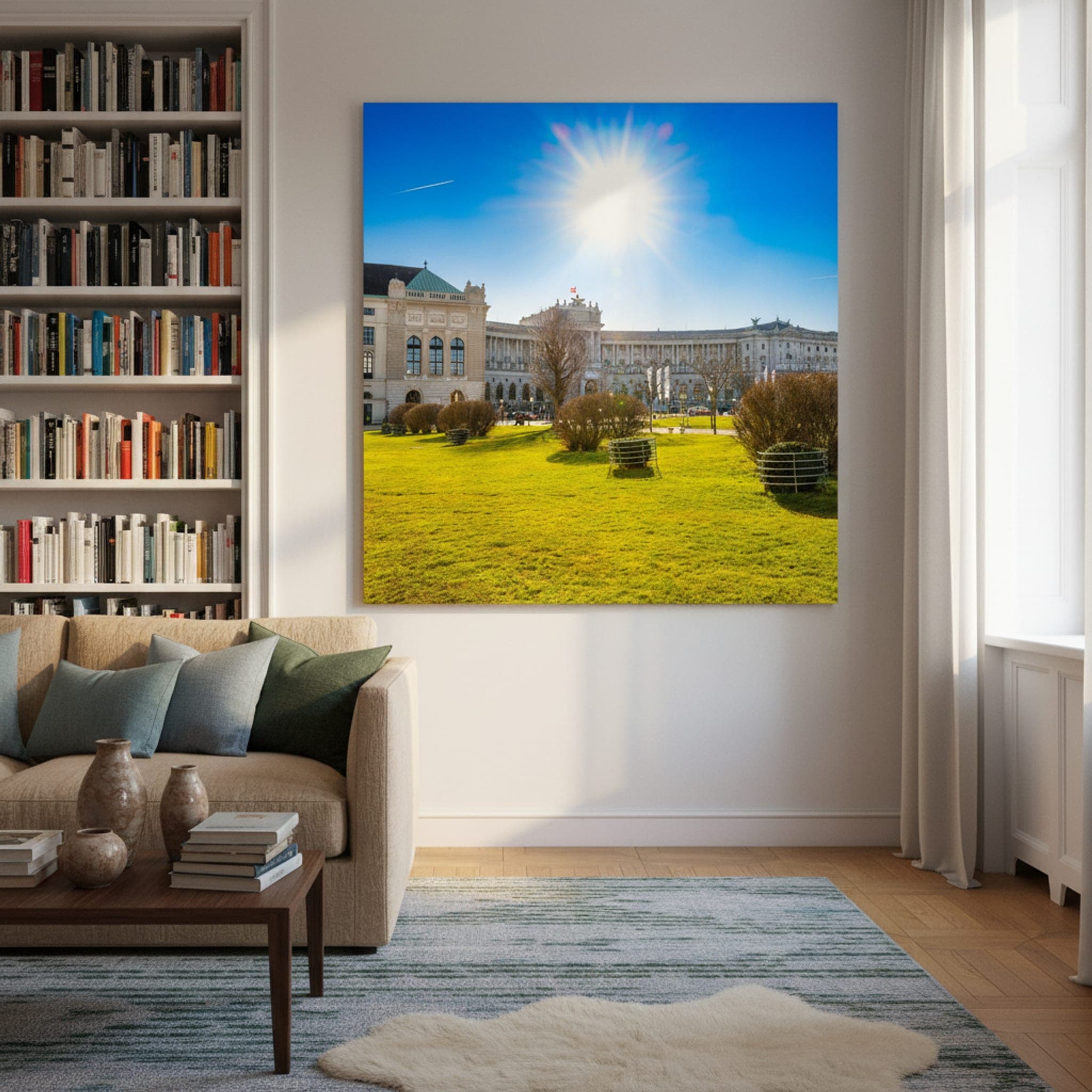 Imperial Vienna Sunburst shown as a canvas print in a styled interior, view 1 of 3