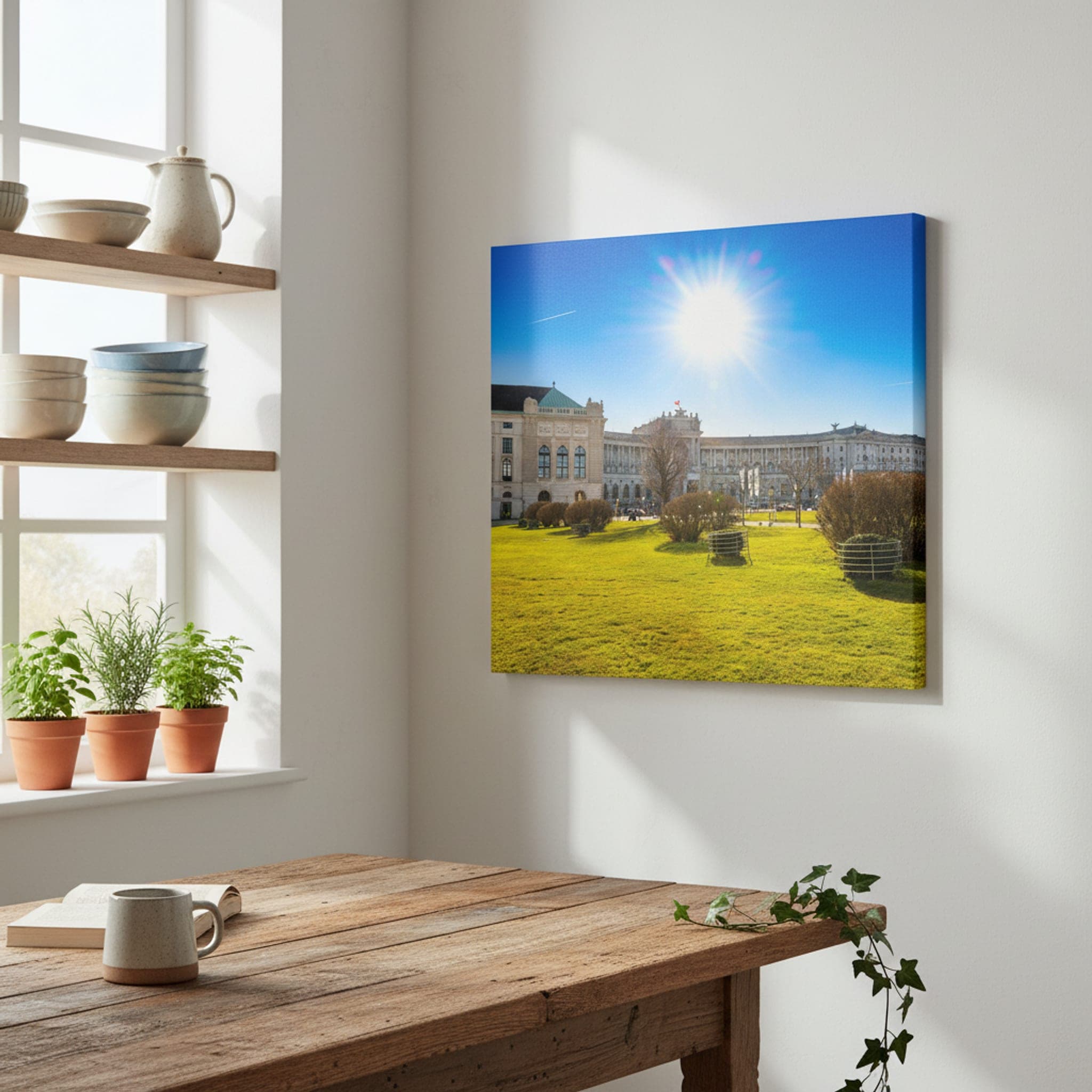 Imperial Vienna Sunburst shown as a canvas print in a styled interior, view 2 of 3