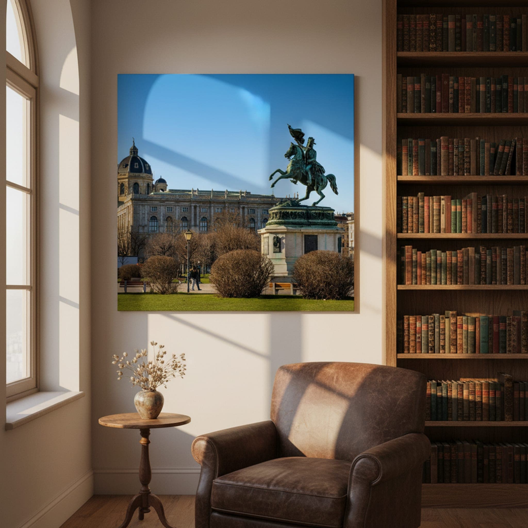 Imperial Rider's Gaze shown as a canvas print in a styled interior, view 3 of 3