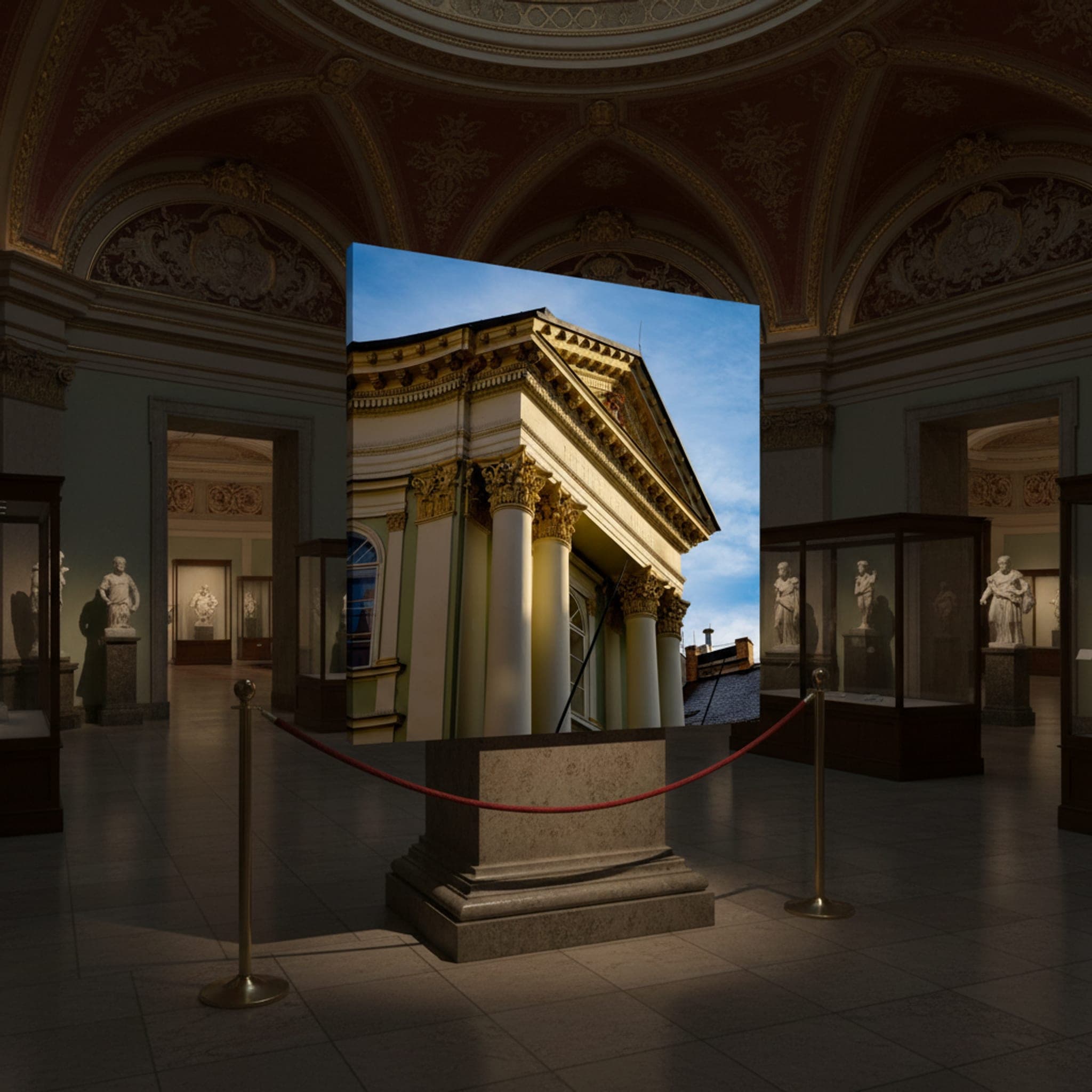 Prague's Golden Columns shown as a canvas print in a styled interior, view 2 of 3