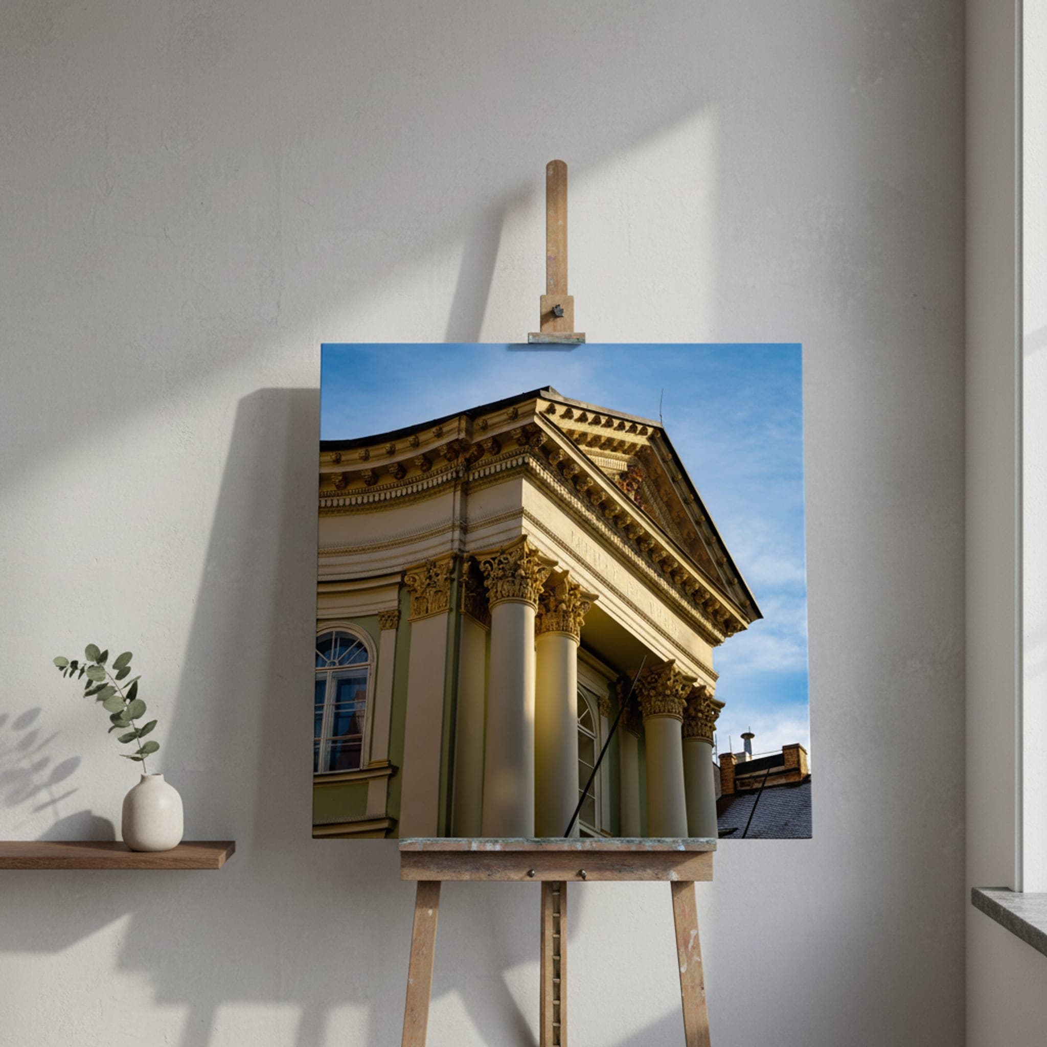 Prague's Golden Columns shown as a canvas print in a styled interior, view 3 of 3