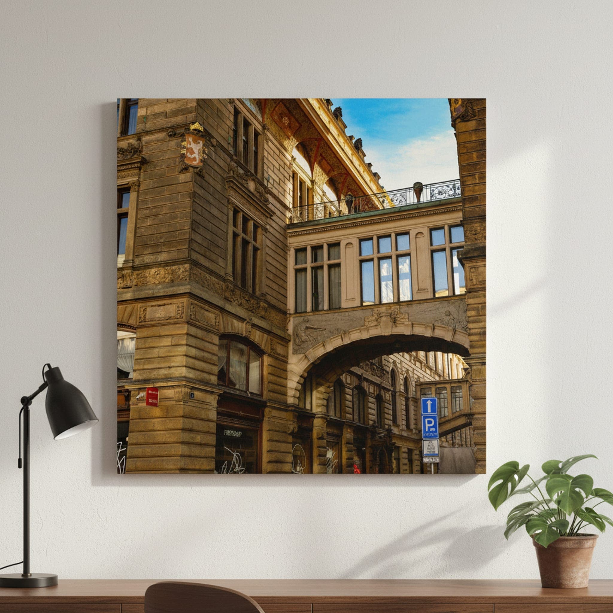Prague's Hidden Arches shown as a canvas print in a styled interior, view 3 of 3