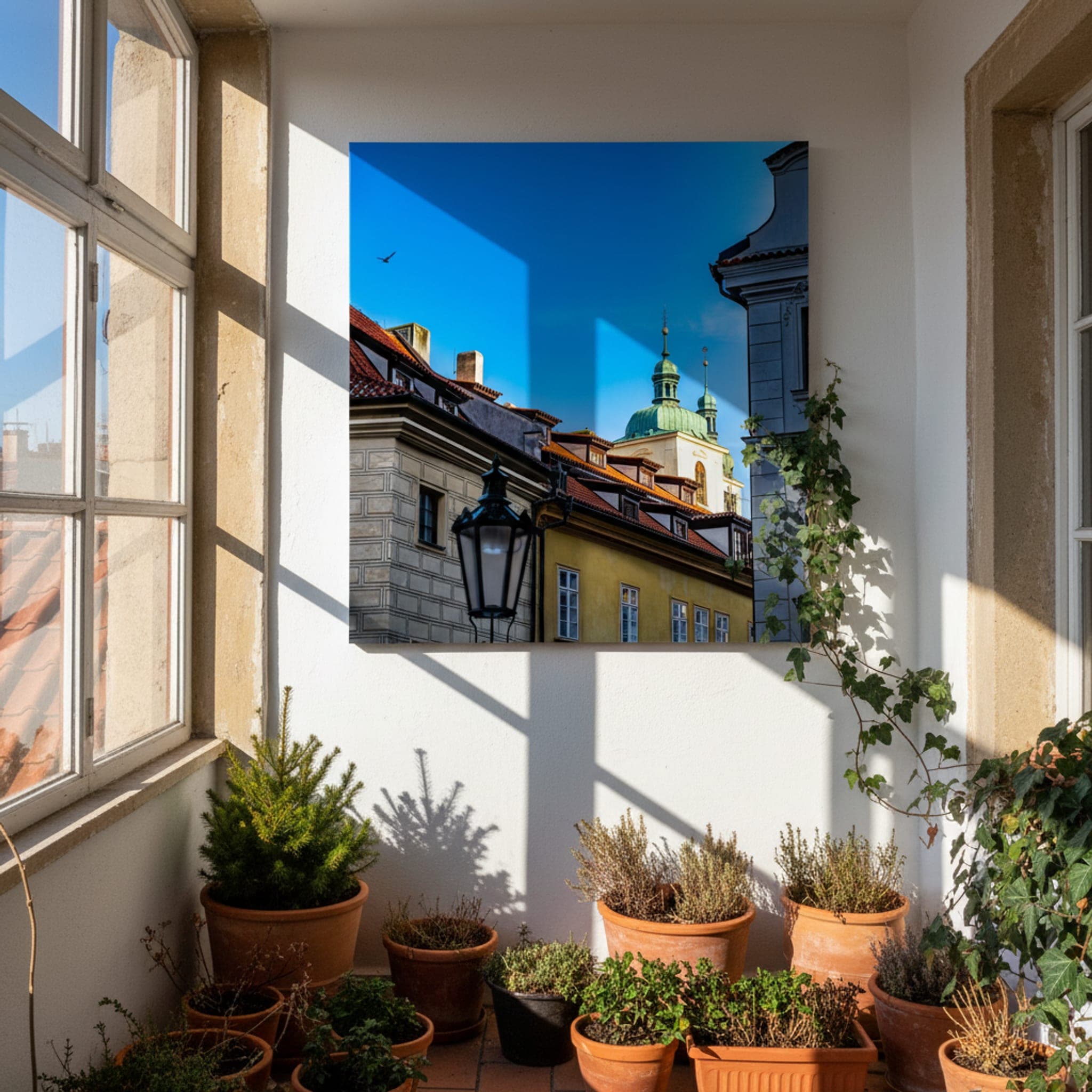 Prague's Timeless Domes shown as a canvas print in a styled interior, view 2 of 3
