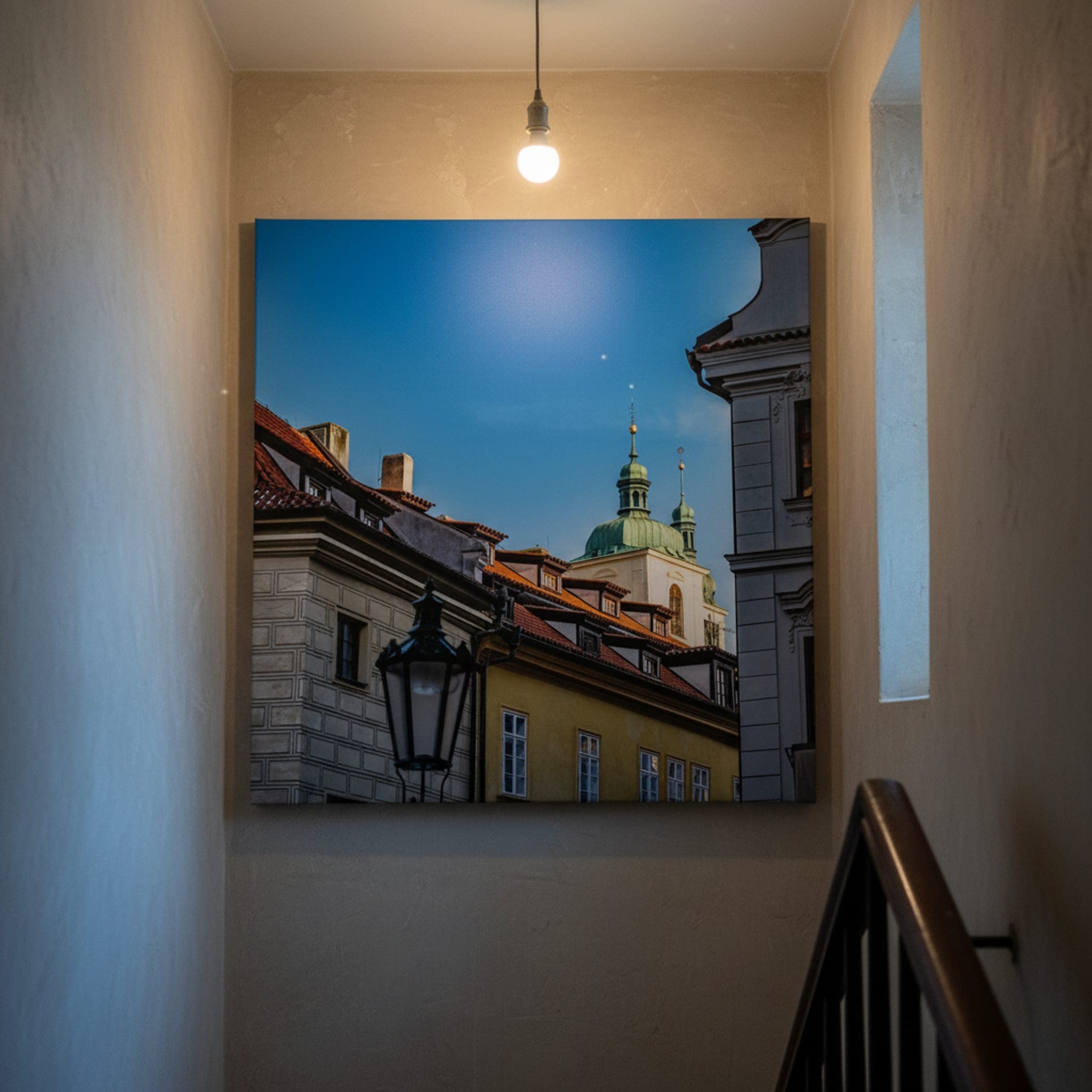 Prague's Timeless Domes shown as a canvas print in a styled interior, view 3 of 3