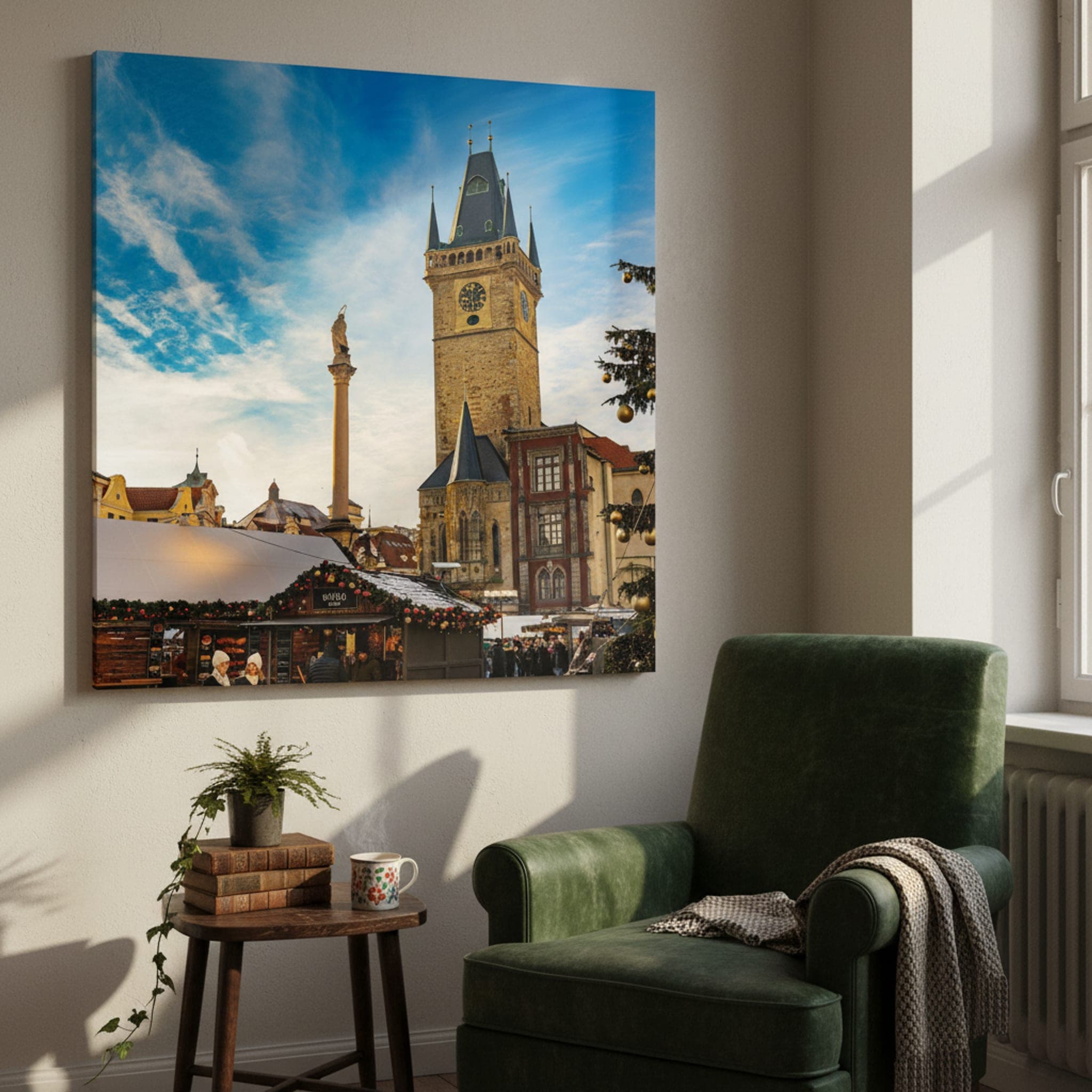 Prague Christmas Spectacle shown as a canvas print in a styled interior, view 1 of 3