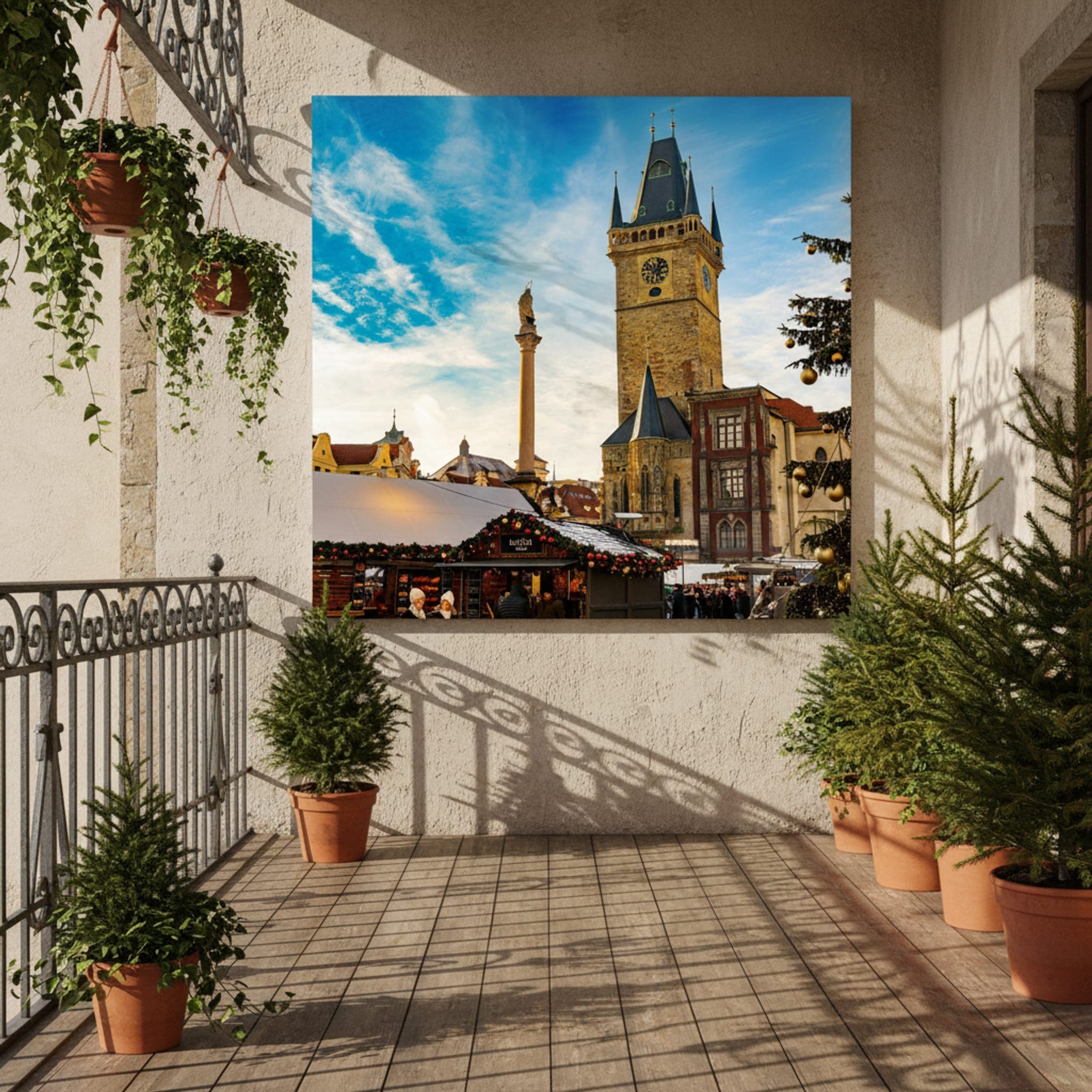 Prague Christmas Spectacle shown as a canvas print in a styled interior, view 2 of 3