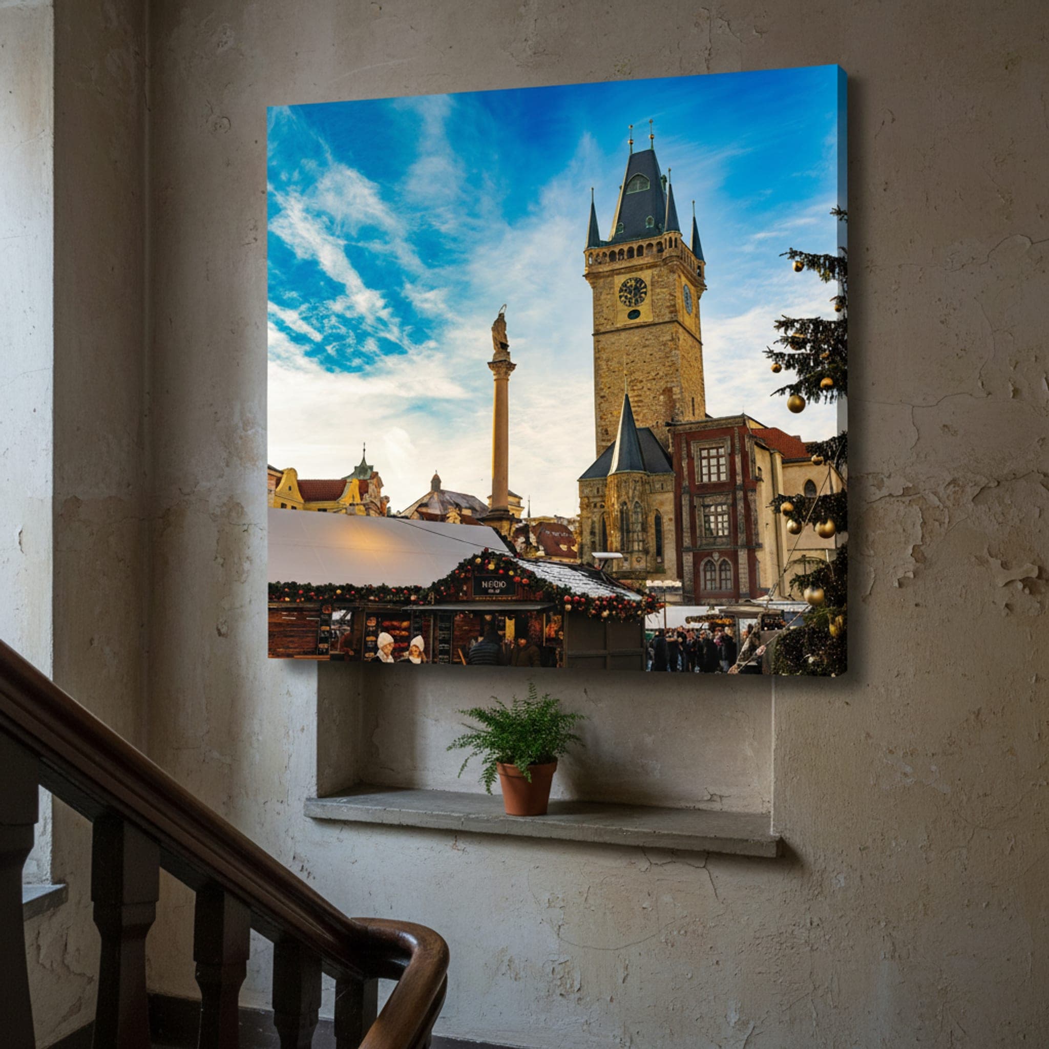 Prague Christmas Spectacle shown as a canvas print in a styled interior, view 3 of 3