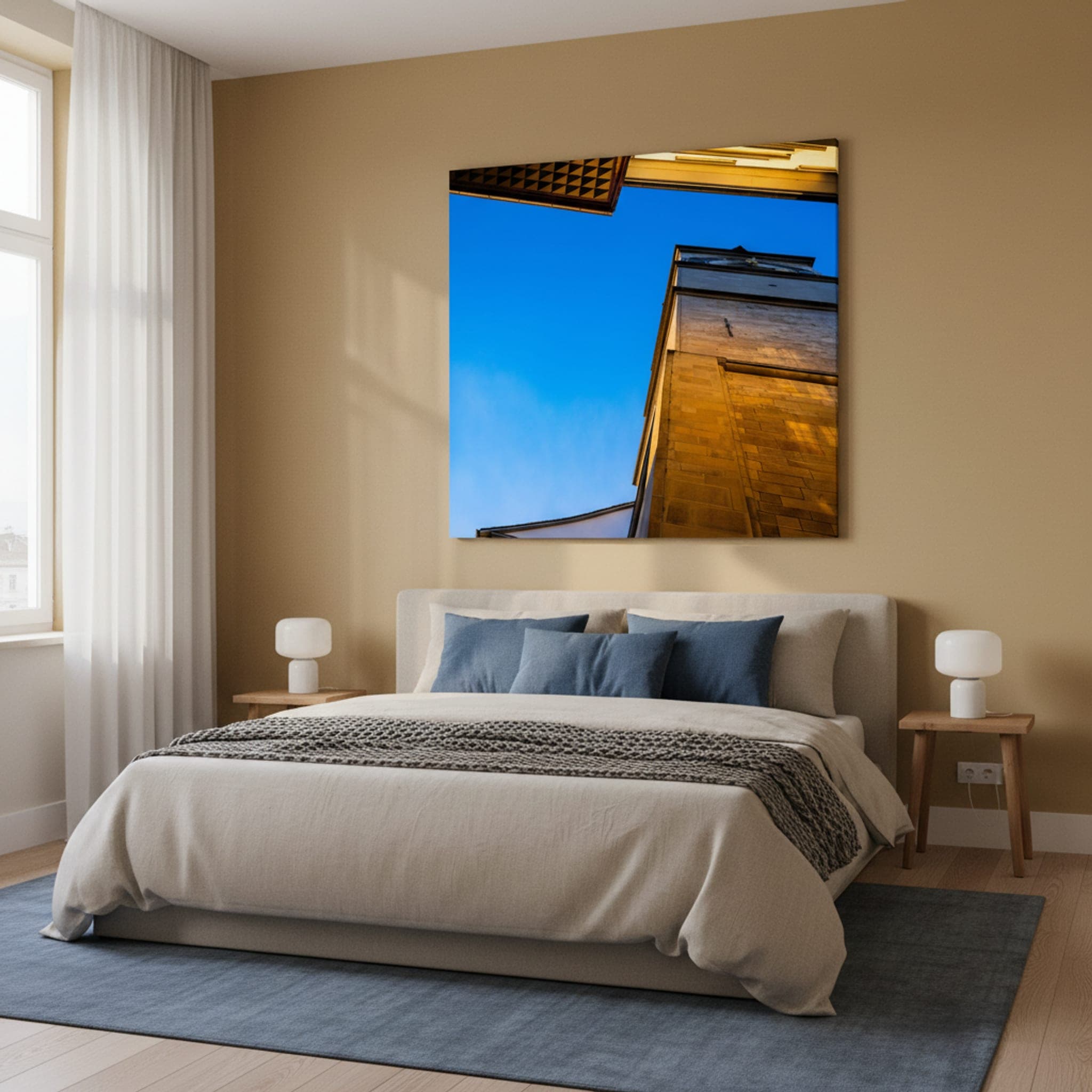 Zürich's Golden Hour shown as a canvas print in a styled interior, view 2 of 3