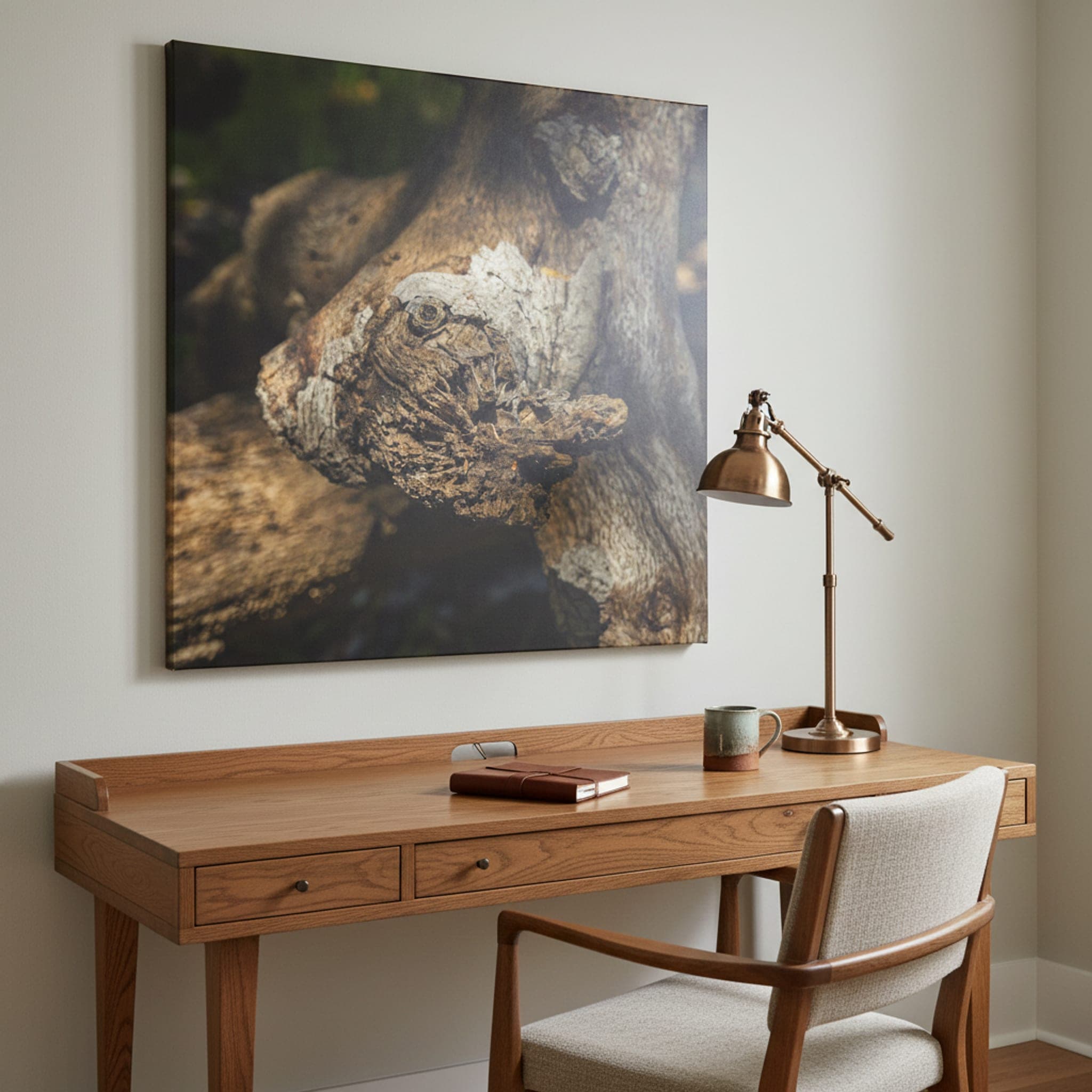 Woodland Watcher's Eye shown as a canvas print in a styled interior, view 1 of 3