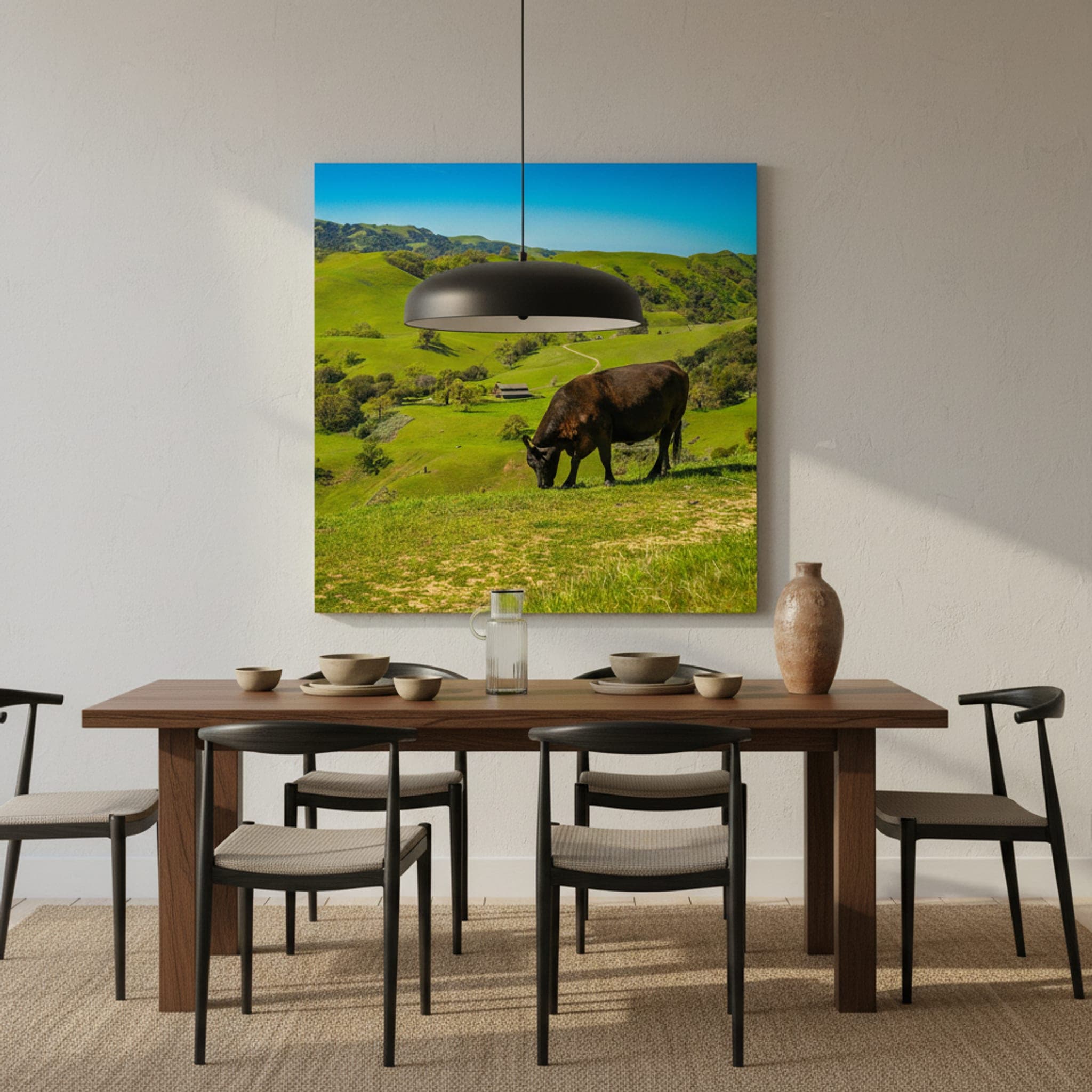 Sunol Valley Grazing shown as a canvas print in a styled interior, view 3 of 3