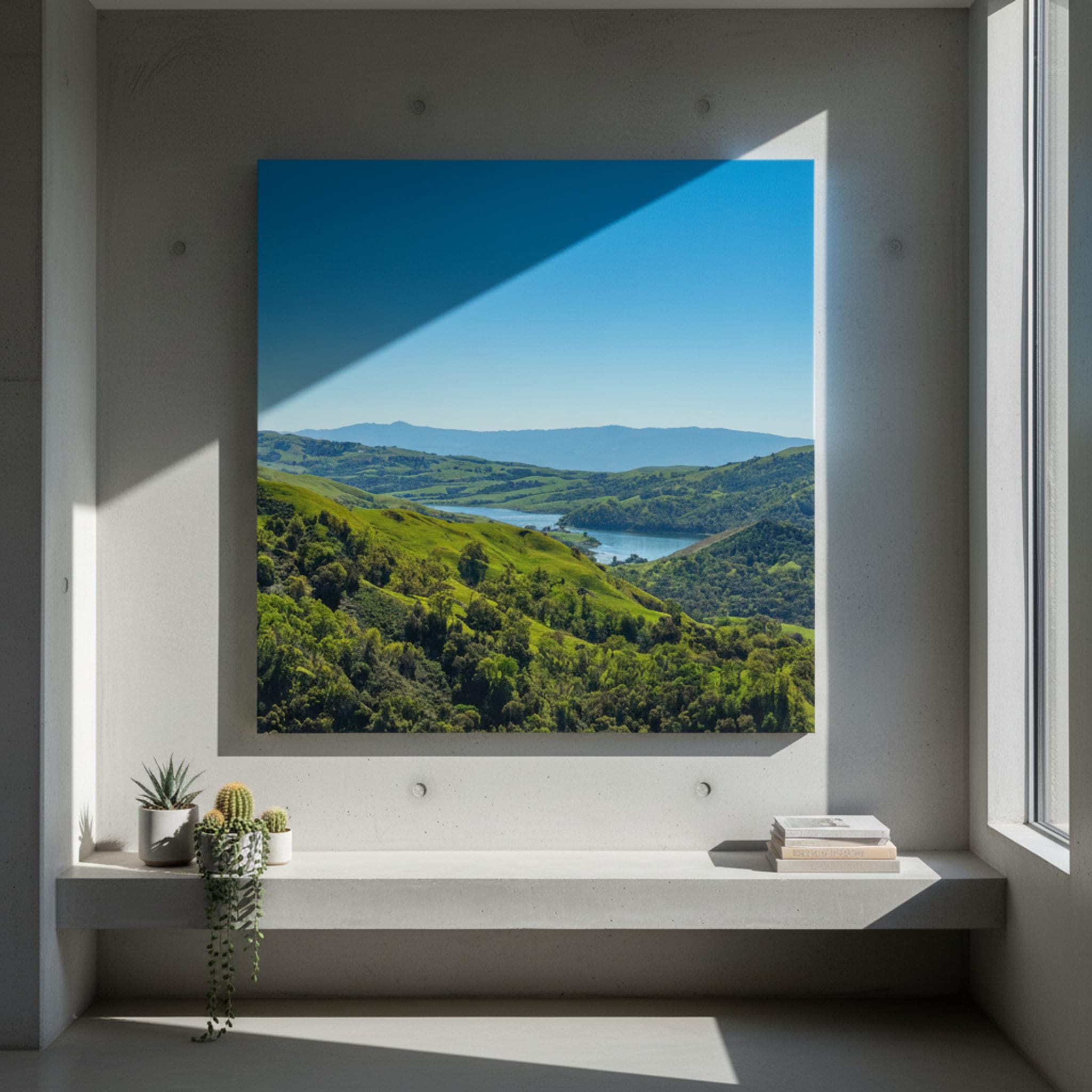 Emerald Hills Reservoir shown as a canvas print in a styled interior, view 3 of 3
