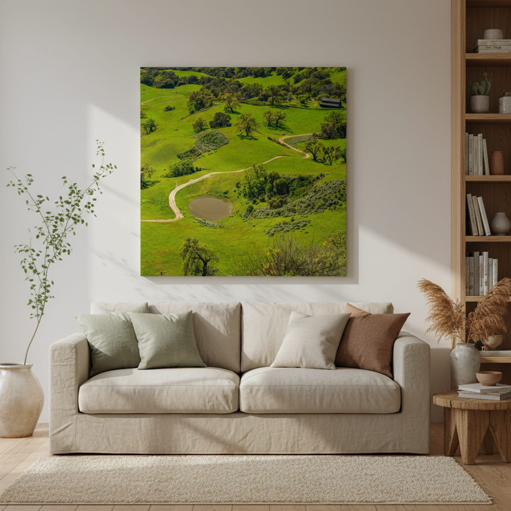 California's Verdant Embrace shown as a canvas print in a styled interior, view 1 of 3