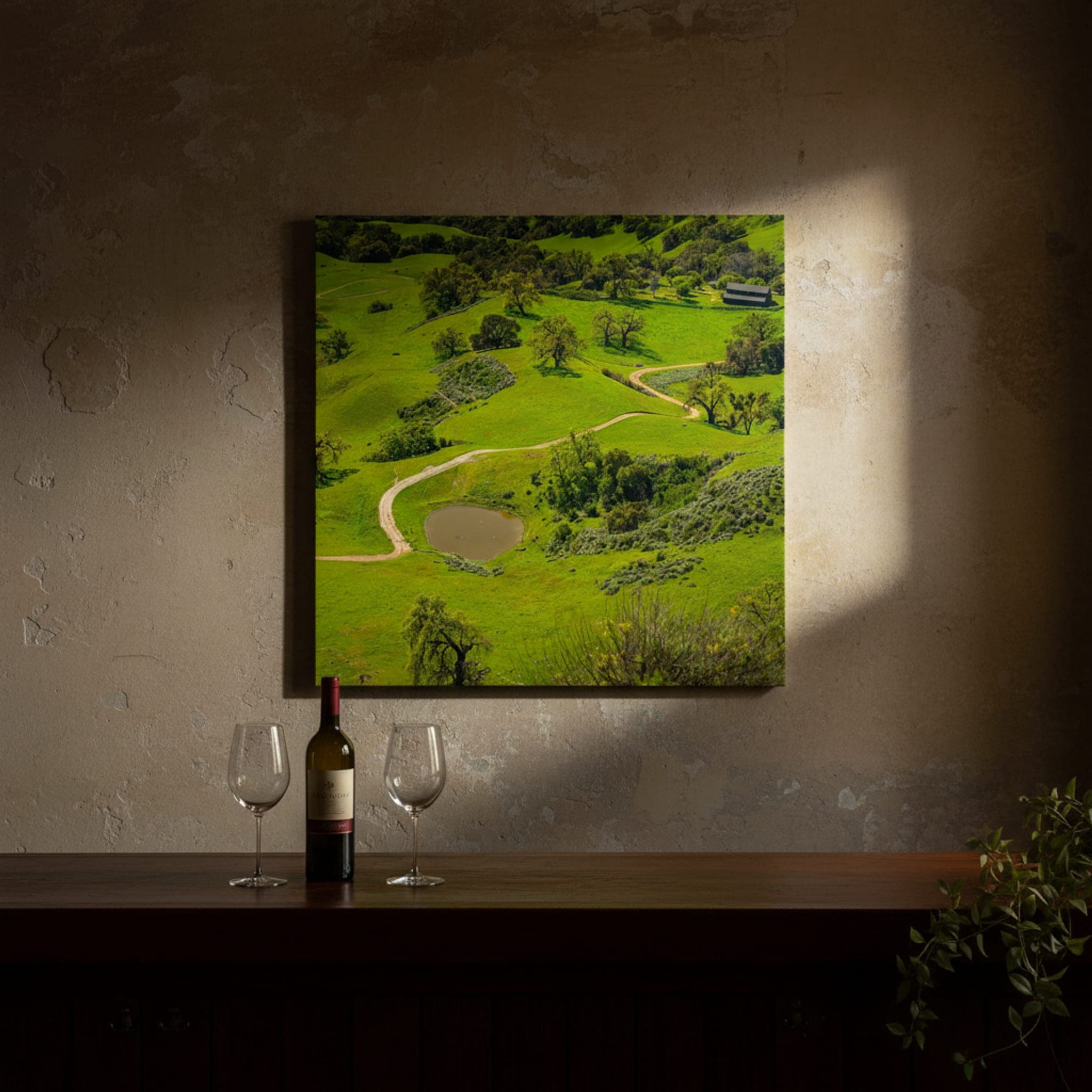 California's Verdant Embrace shown as a canvas print in a styled interior, view 3 of 3