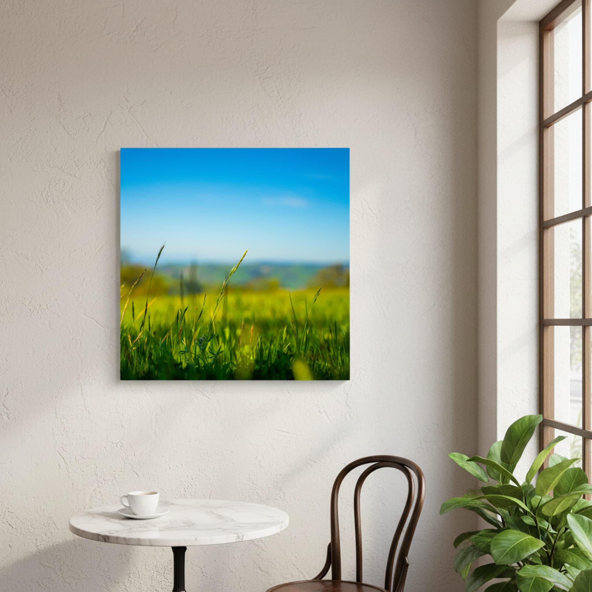 Golden Grass Horizon shown as a canvas print in a styled interior, view 2 of 3
