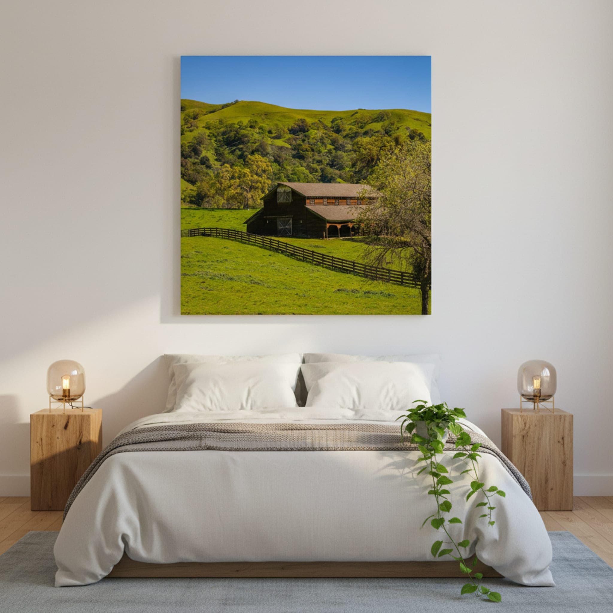 Sunol Valley Barn shown as a canvas print in a styled interior, view 3 of 3