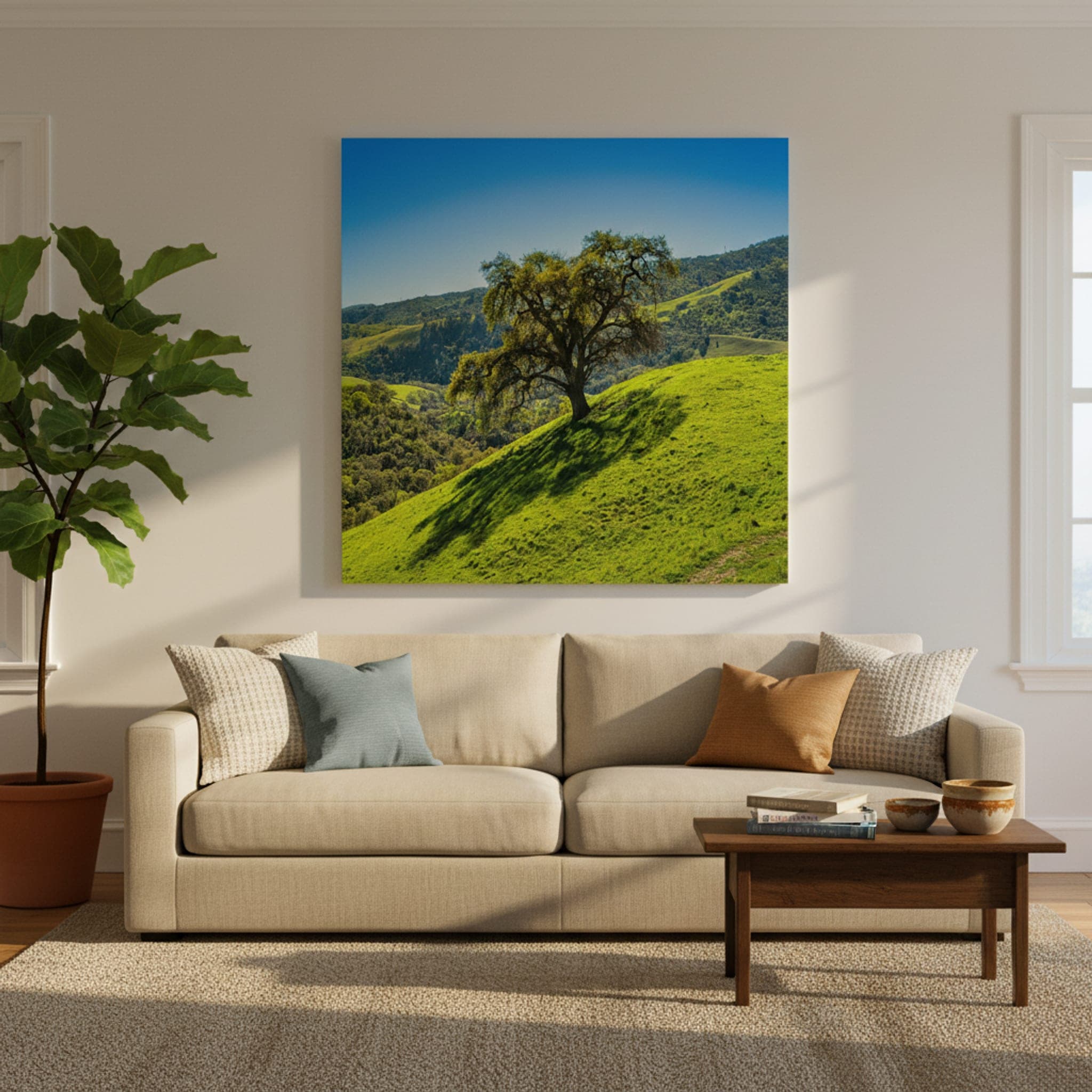 Oak on Emerald Hill shown as a canvas print in a styled interior, view 1 of 3