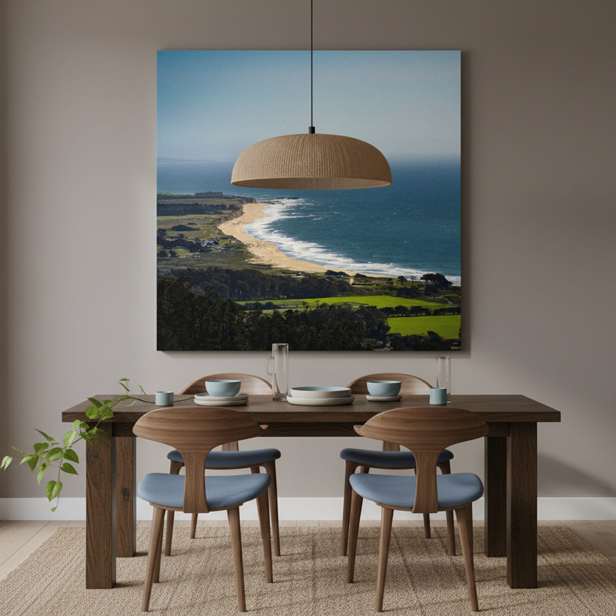 California Coastline Serenity shown as a canvas print in a styled interior, view 3 of 3