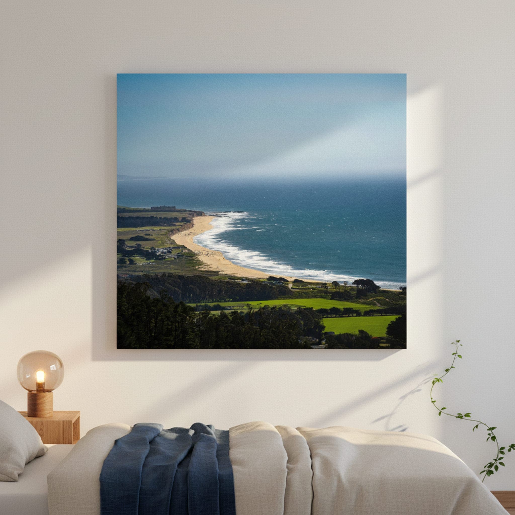 California Coastline Serenity shown as a canvas print in a styled interior, view 2 of 3