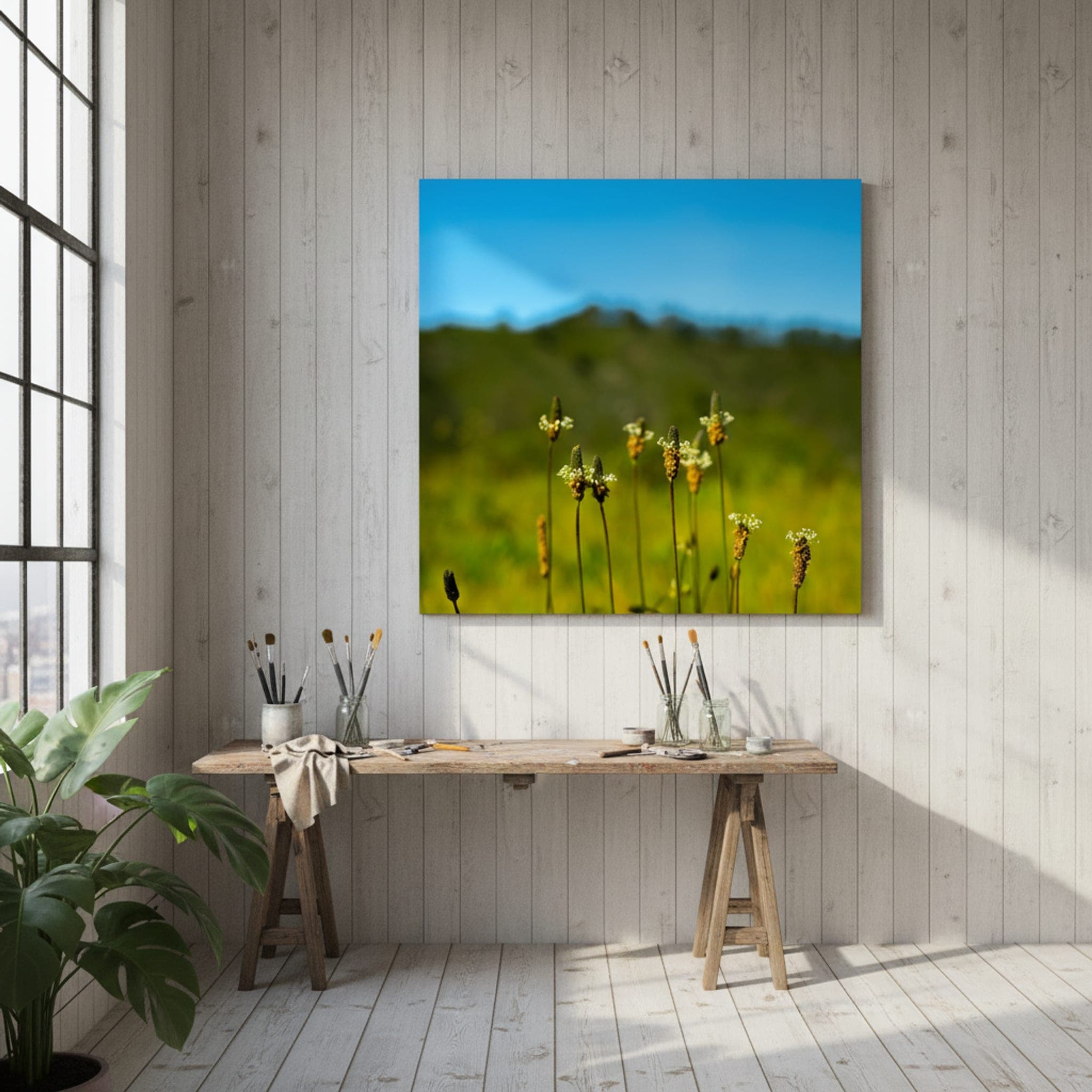 Coastal Wildflowers Bloom shown as a canvas print in a styled interior, view 2 of 3