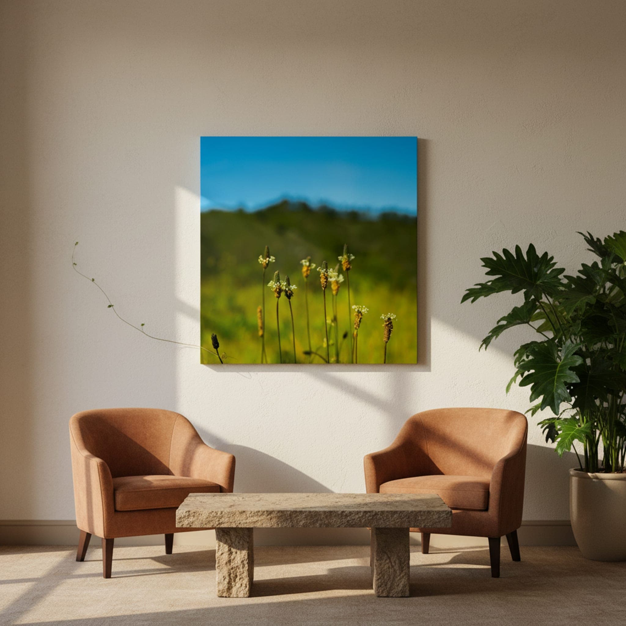 Coastal Wildflowers Bloom shown as a canvas print in a styled interior, view 1 of 3