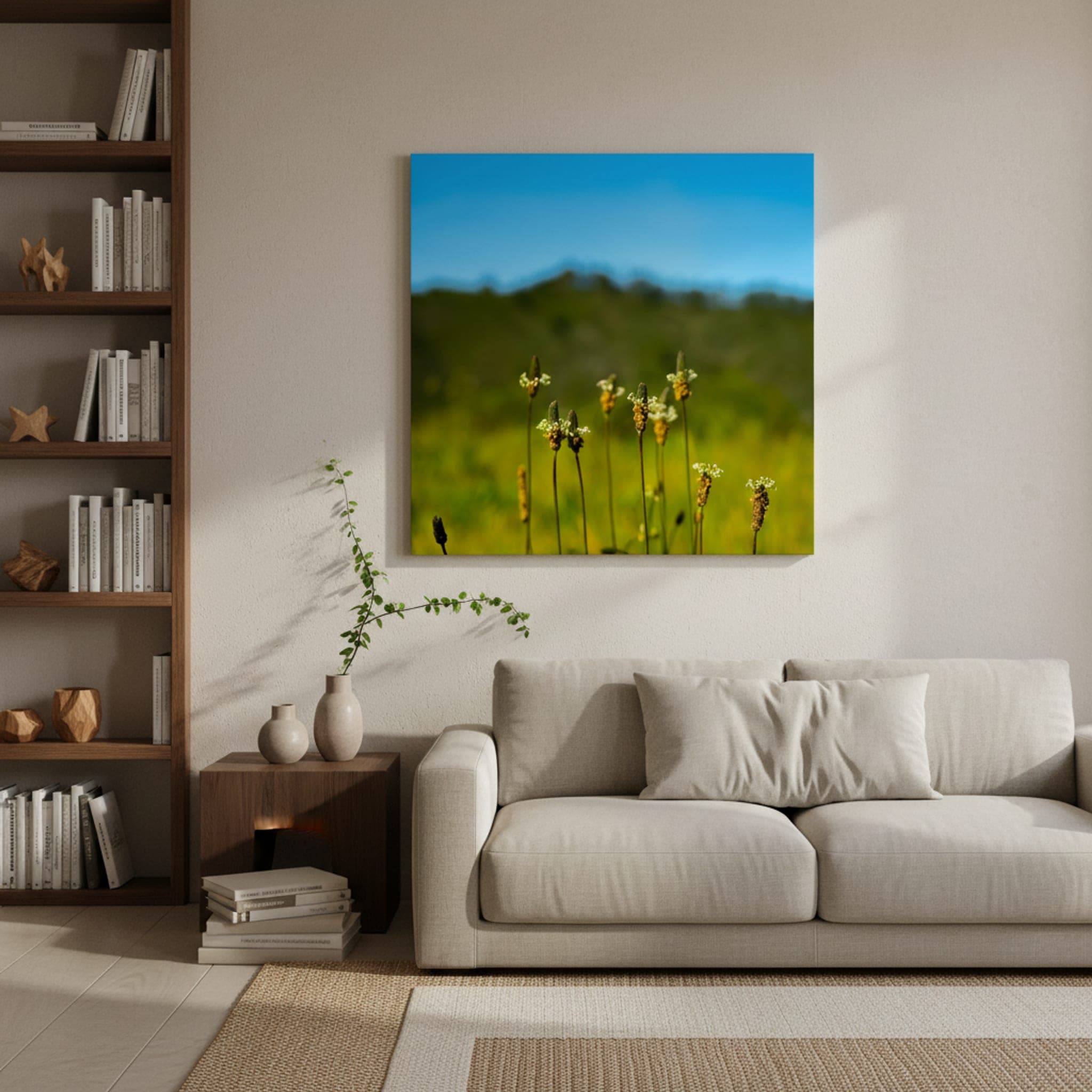 Coastal Wildflowers Bloom shown as a canvas print in a styled interior, view 3 of 3