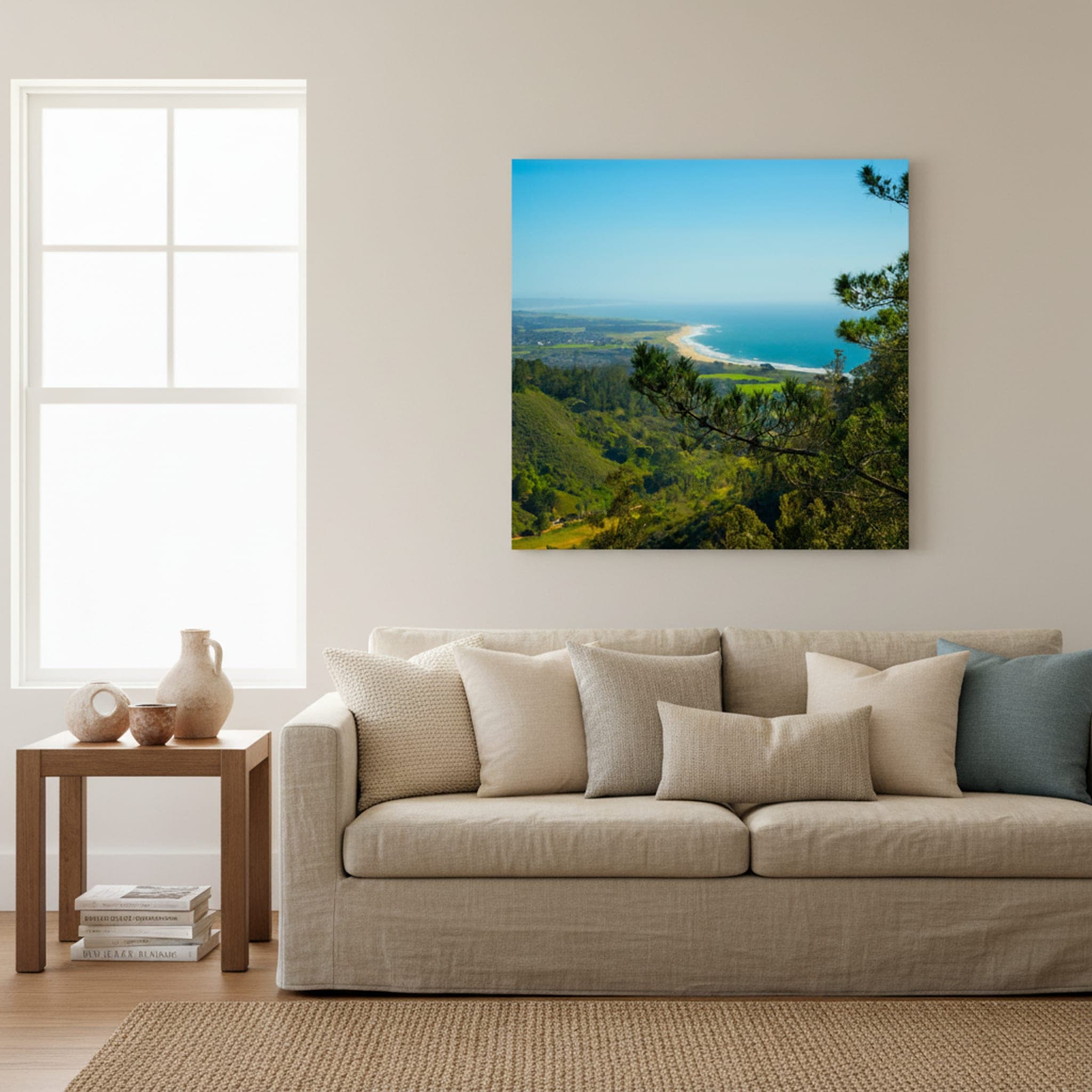 Coastal Serenity, Pacific Edge shown as a canvas print in a styled interior, view 3 of 3