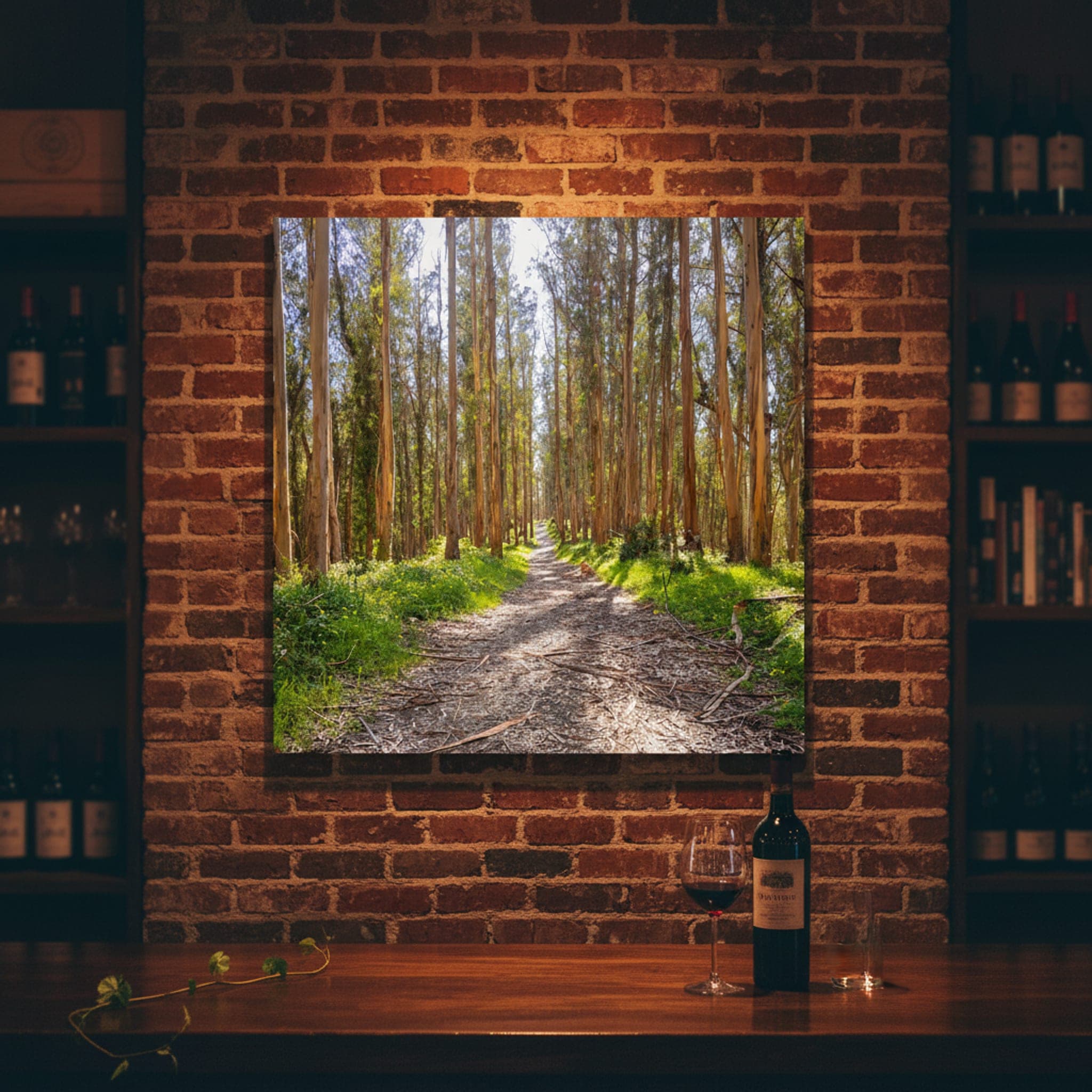 Eucalyptus Trail Serenity shown as a canvas print in a styled interior, view 2 of 3