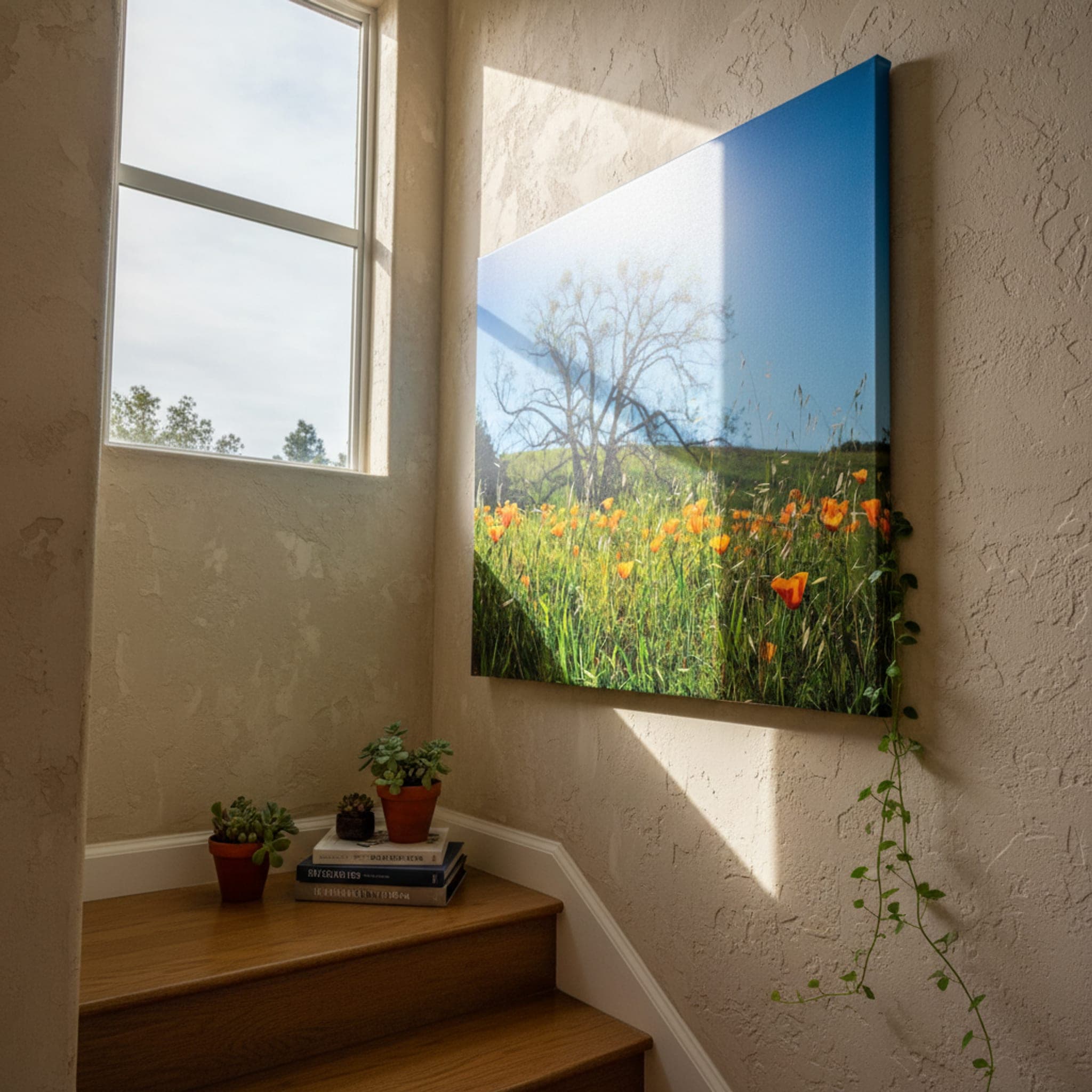 Poppy Field Serenity shown as a canvas print in a styled interior, view 3 of 3