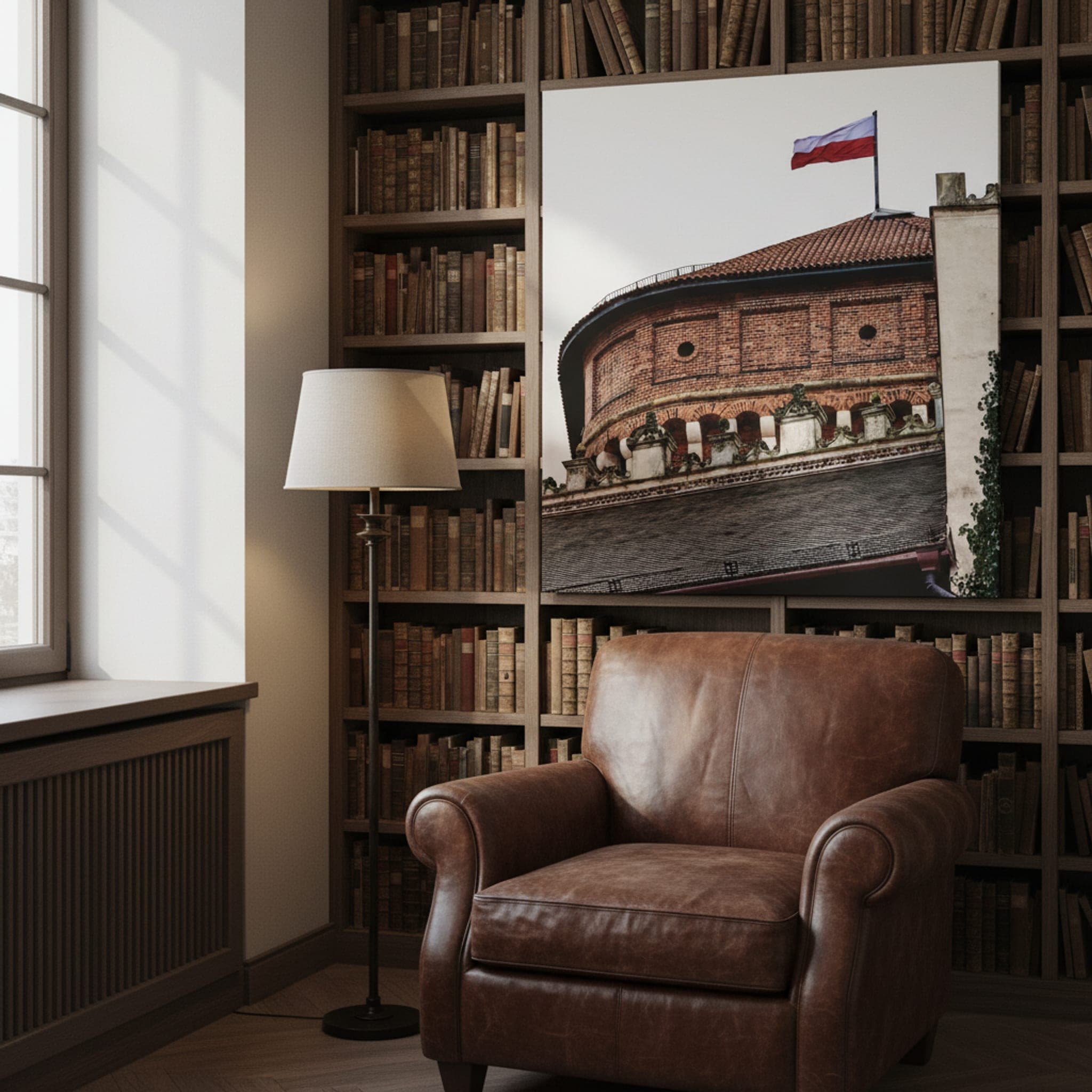 Polish Flag Over Wawel shown as a canvas print in a styled interior, view 3 of 3