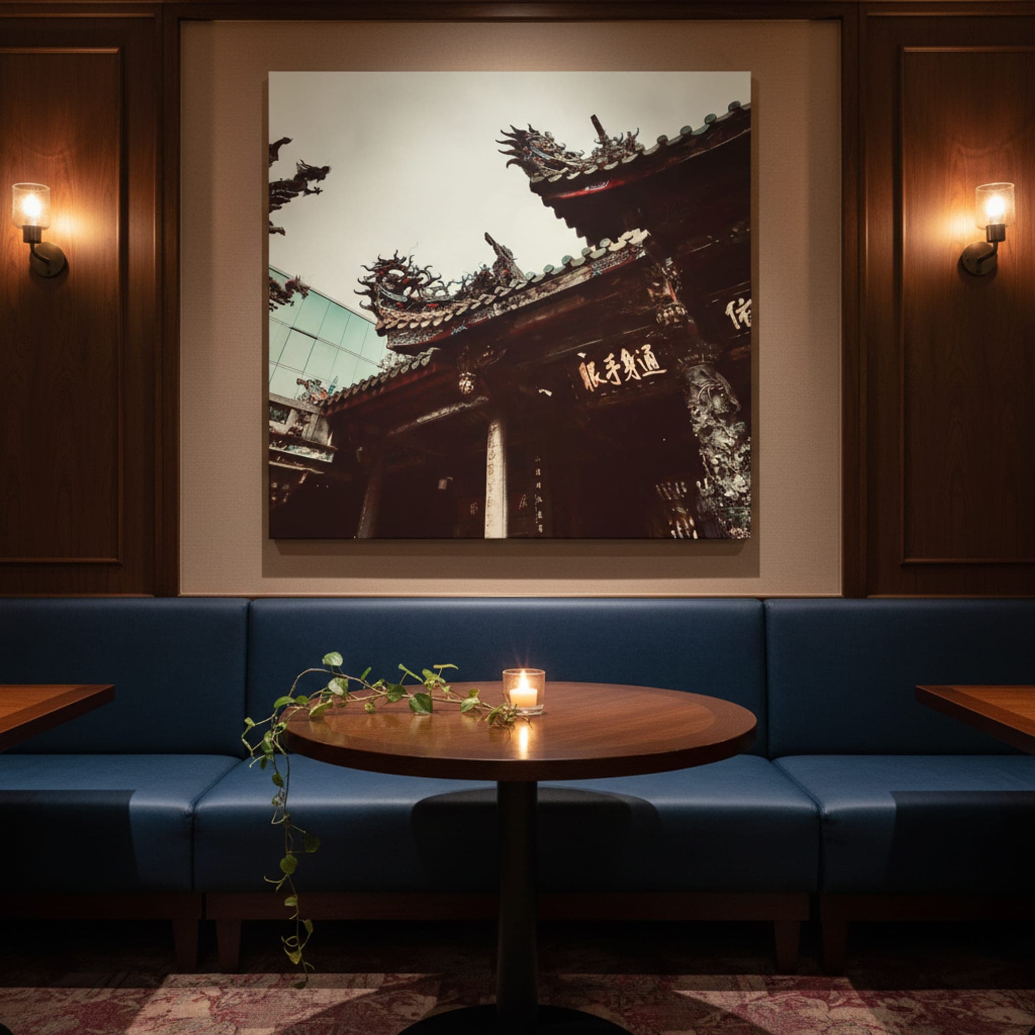 Dragons Over Taipei shown as a canvas print in a styled interior, view 2 of 3