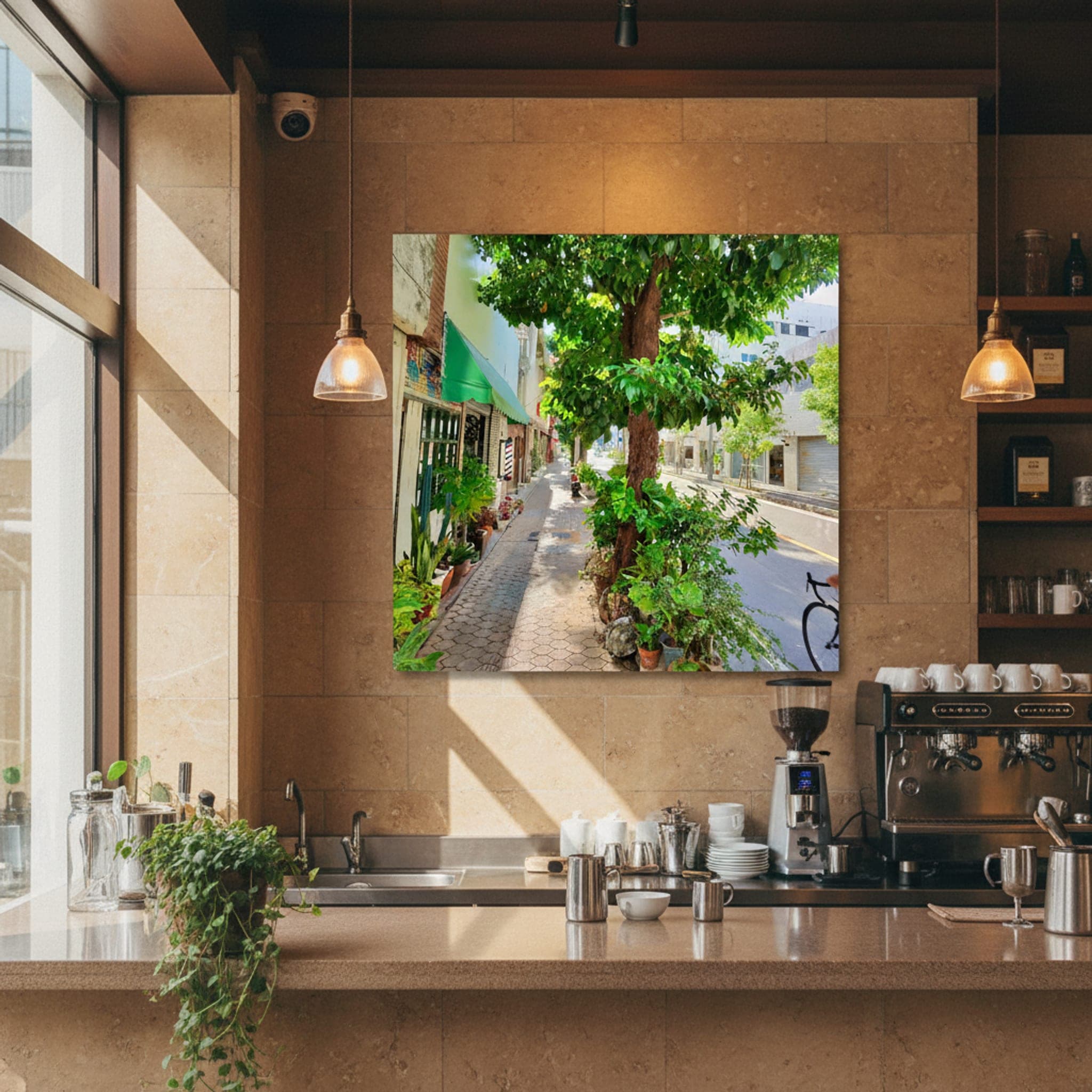 Okinawa Green Canopy shown as a canvas print in a styled interior, view 2 of 3